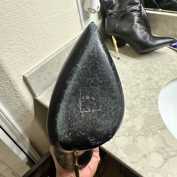 Padlock Pointed Toe Knee High Boot (Women) - Picture 9 of 12